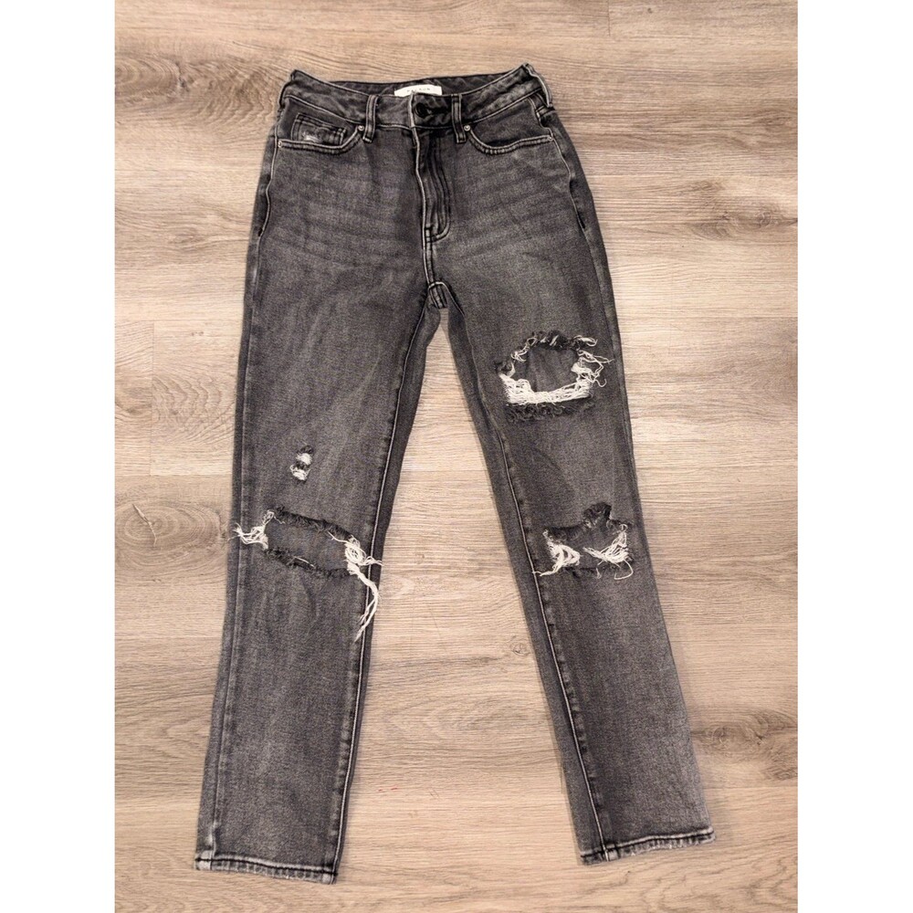 PACSUN Distressed Mom Jean Black Wash 23 women PAC Sun Distressed Mom Jean EUC
